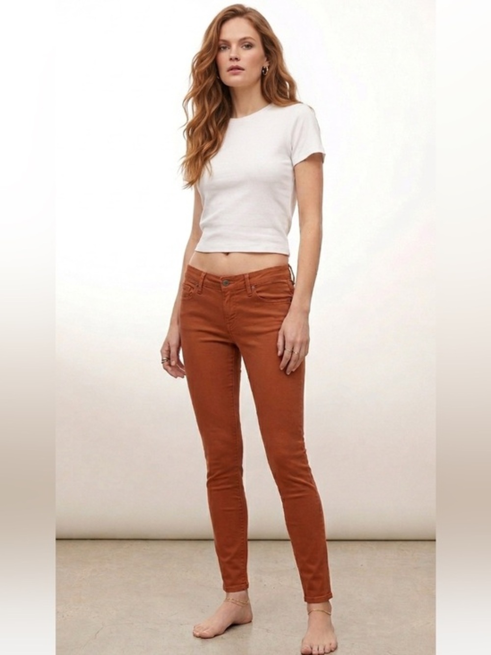 Citizen Of Humanity Brown Thompson Midrise Skinny Cropped Pants